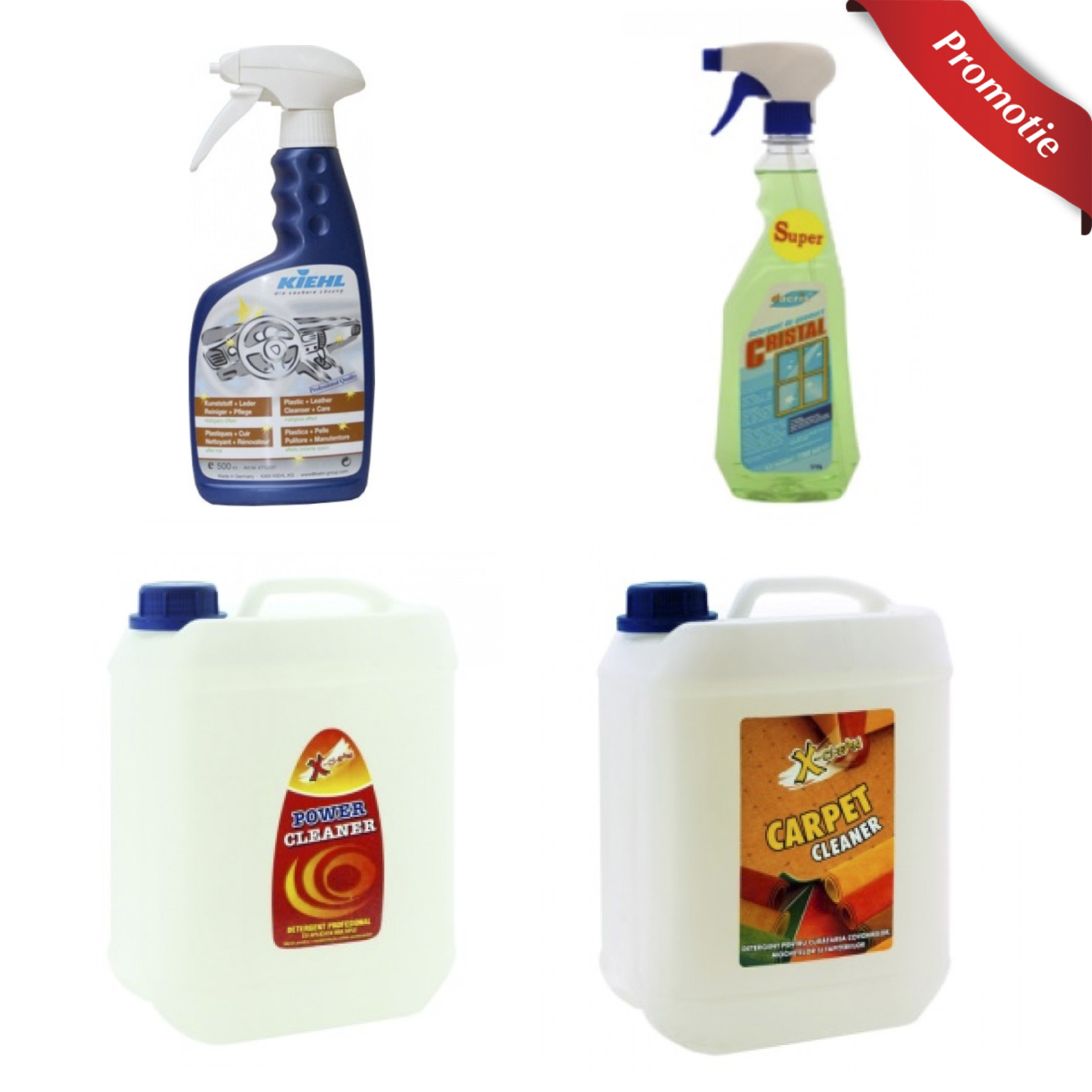 Pachet detergenti auto pentru geamuri  tapiterii  piele si carpete